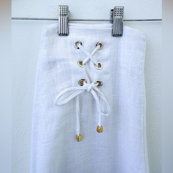 Studio F High Waist White Linen Pants - Size M - Picture 9 of 12